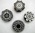 Wholesale Lot of Four Floral Designs Wooden Block Stamps/Tattoo/Indian Textile Printing Blocks