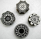 Wholesale Lot of Four Floral Designs Wooden Block Stamps/Tattoo/Indian Textile Printing Blocks