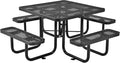 Global Industrial 46" Square Picnic Table, Expanded Metal, Black Thermoplastic Coating, Attached Benches, 1-1/2” Umbrella Pole Hole, Outdoor-Rated, 1000 lb Capacity