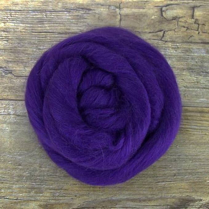 Revolution Fibers Merino Wool Roving | Premium Combed Wool Top | 22 Micron, Perfect for Felting Projects, Spinning, Wall Hangings and Tapestry (Amethyst)