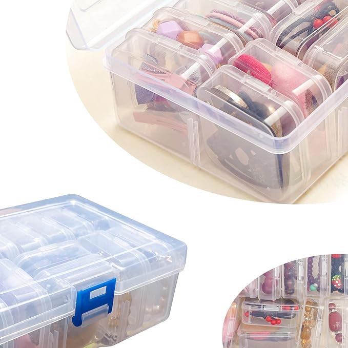 13 Pieces Small Plastic Craft 0rganizers and Storage, Transparent Box with Hinged Lid for Storage of Jewelry, Diamonds, DIY Art Craft Accessory