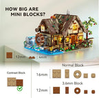 Wood Cabin Mini Building Set with Lights, Forest House Building Block Kit with Animals Stream Waterwheel, 2570 PCS Treehouse Construction Model Toy Collection for Adults Teens Boys Girls 12+
