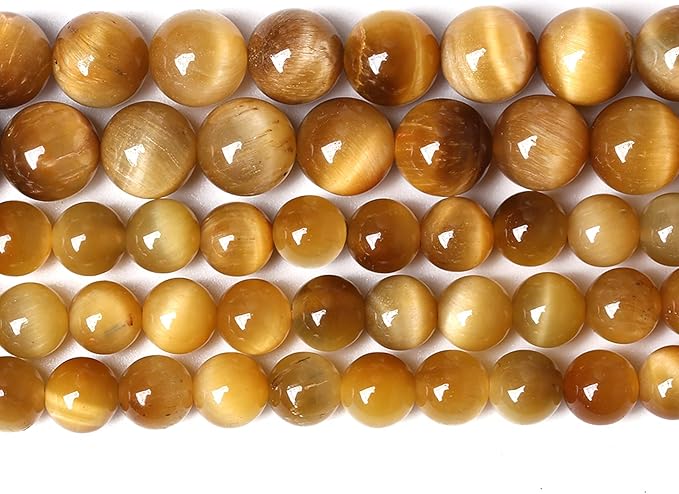 12mm 32pcs Natural Gemstone Gold Tiger Eye Beads Round Spacer Loose Beads for Jewelry Making DIY Bracelet Necklace 15" Inch