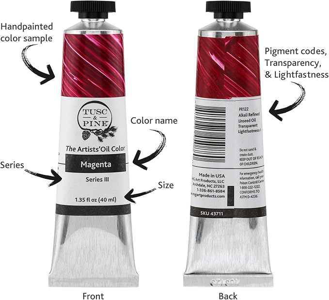 Tusc & Pine Artist Oil Paint - Permanent Yellow Deep, 150 ml, Non-Yellowing, Rich & Creamy Consistency, Maximum Pigment Load, Small Batch Milled Oil Paints Made in the USA for Professional Artists
