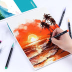 Hapikalor 9"x12" Watercolor Sketchbook, 1-Pack Spiral Bound, Water Color Paper, 140lb/300gsm Watercolor Paper, Watercolor Notebook, Watercolor Journal, Sketch Pad, School Supplies, Teal