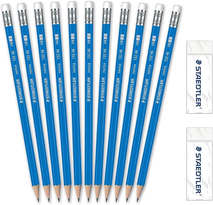 STAEDTLER Norica #2 HB Pencils Class Pack with Erasers, 500-Count School Supplies Set, Break-Resistant Lead, Pre-Sharpened Bulk Pack, PVC-Free Erasers