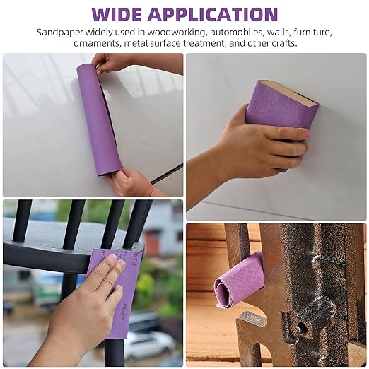 Sandpaper 80 Grit 20 PCS, Wet Dry Sanding Sheets 9 x 11 Inch, Purple Alumina Abrasive Sand Paper for Wood, Metal, Drywall, Resin, Automotive Sanding, Polishing, Grinding, by POLIWELL