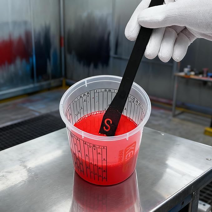 60 PACK Paint Mixing Cups by KEHE REFINISH,38 oz (1100ml),Disposable or Reusable Plastic Measuring Cups with Lids for Liquids, Paints, Resin, Epoxy, Art,Ratios 1:1,2:1, 3:1, 4:1,5:1,6:1,7:1,8:1