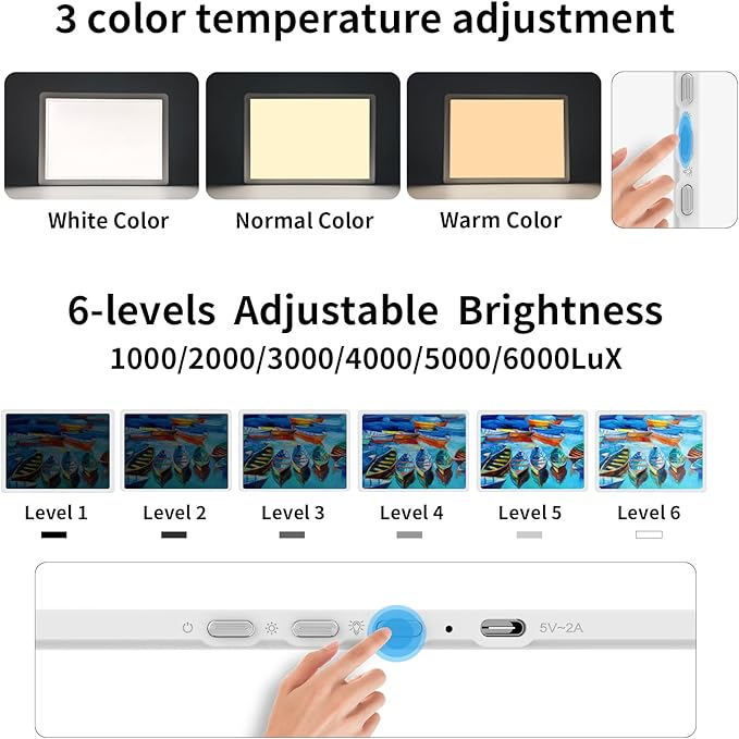 TOHETO A3 Light Board with Bag for Diamond Painting, Super Bright Magnetic Light Pad with Side Buttons, Lightbox for Tracing and Drawing, Corded Light Table for Sketching, Weeding Vinyl (White)