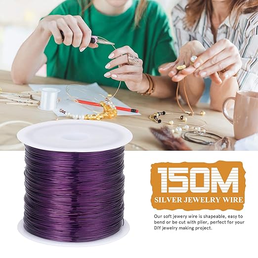 492FT Jewelry Wire 32 Gauge Tarnish-Resistant Copper Beading Wires Roll Bulk for DIY Crafts Jewelry Making, Purple Wire