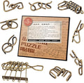 Assorted Ancient Metals Puzzle Brone Color Stress Relief Toys 9 Pack IQ Wire Puzzles with Paper Box Gift Package Great Educational Metals Still Puzzle Games Toys for Children and Adults by AHYUAN