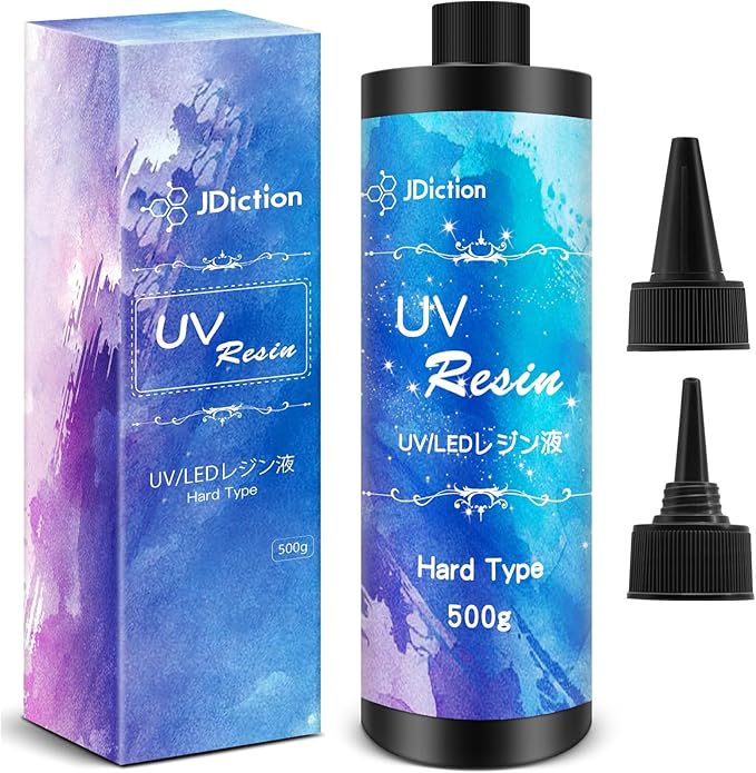 JDiction UV Resin, 500g Upgrade Ultraviolet Epoxy Resin Crystal Clear Hard Glue Solar Cure Sunlight Activated Resin Kit for Handmade Jewelry, DIY Craft Decoration, Casting and Coating