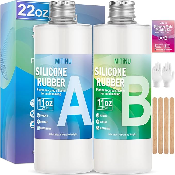Silicone Mold Making Kit, 22oz 15A Elastic Liquid Silica Gel for Casting Resin molds and Candle & Soap Mold,Fast Cure Translucent Platinum Silicone Rubber