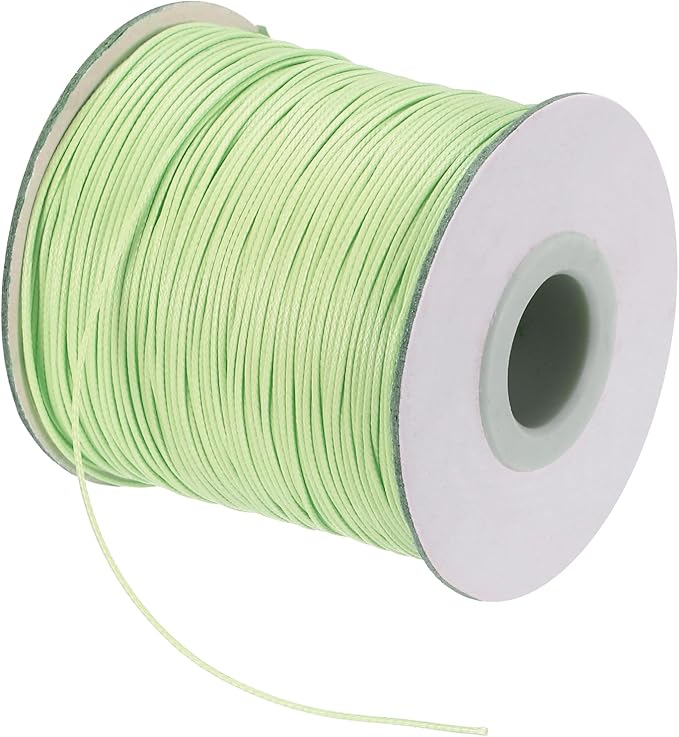 MECCANIXITY Waxed Cord 0.5mm Waxed Polyester Cord 175 Yard Wax String for Bracelet Making, Necklaces, Beading, Jewelry Making and DIY Crafts(Grass Green)