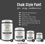 Chalky Chicks All-in-One Chalk Paint for Furniture or Cabinet -8Fl Oz -Matte Finish Gun Metal Gray (Dark Gray) for Metal, Wood Furniture Paint - No Sanding All-in-One for Home Decor & Crafts, USA Made
