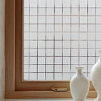 Window Privacy Film Decorative for Front Door, Bathroom Static Cling Stained Glass Sticker Opaque Heat Control UV Blocking Non-Adhesive for Home Windows,White Square