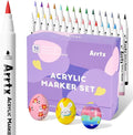 Arrtx 30 Colors Acrylic Paint Pens for Rock Painting, Extra Brush Tip, Water Based Paint Markers for Stone, Glass, Easter Egg, Wood and Fabric Painting-No Toxic,No Odor
