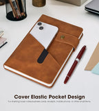 Brown A5 Lined Leather Journal Notebook for Men Women,5.9" X 8.4" Personalized Hardcover Journal with Pen,200 Pages 100 Gsm Thick Ruled Paper Daily Diary for Travel,Business,Work,Writing