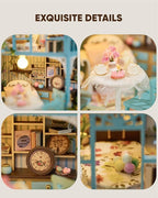 DIY Miniature House Kit, DIY Dollhouse Kit for Adults to Build, Mini House Kit with LED, Mayberry Street Miniatures, Ideal Gifts for Birthday, Halloween Christmas(Flower Garden Tea House)