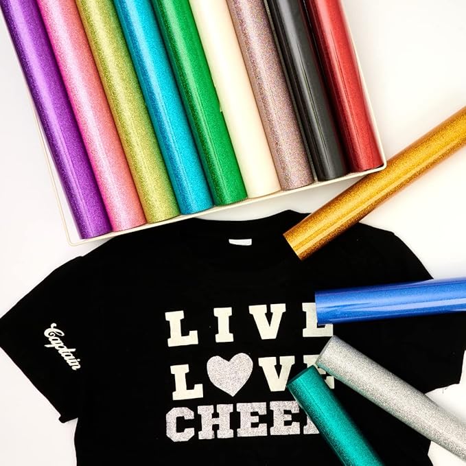 Glitter HTV Heat Transfer Vinyl 12"x12" Bundle 13 Sheets Iron on Vinyl for T-Shirts Gifts Design(Assorted)