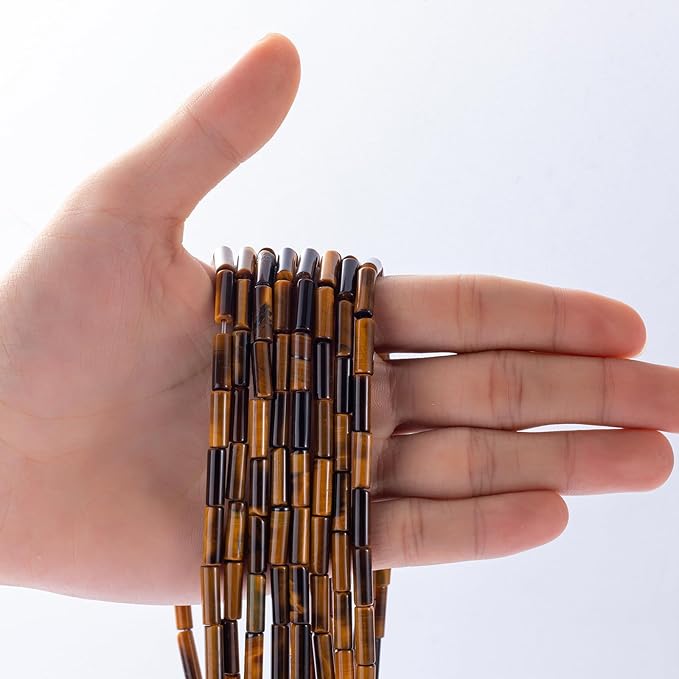 Natural Yellow Tiger Eye Cylinder Tube Beads 4x13mm 38cm/str Loose Semi Gemstone Stone Beads for Making Bracelets Necklace Earrings