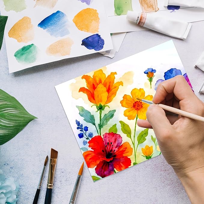100 Sheets Watercolor Paper Bulk，9 x 12 Inch Cold Press 140 lb/300 GSM Water Color Paper for Kids Adults.Watercolor Drawing Paint Paper for Art Drawing Supplies