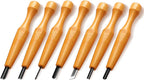 Lasnten 7 Pcs Wood Pumpkin Carving Tools Set Linoleum Hand Wood Knife Chisels Flat V-shaped Half Round Angled Gouge Carving Kit for DIY Linocut Printmaking Woodblock