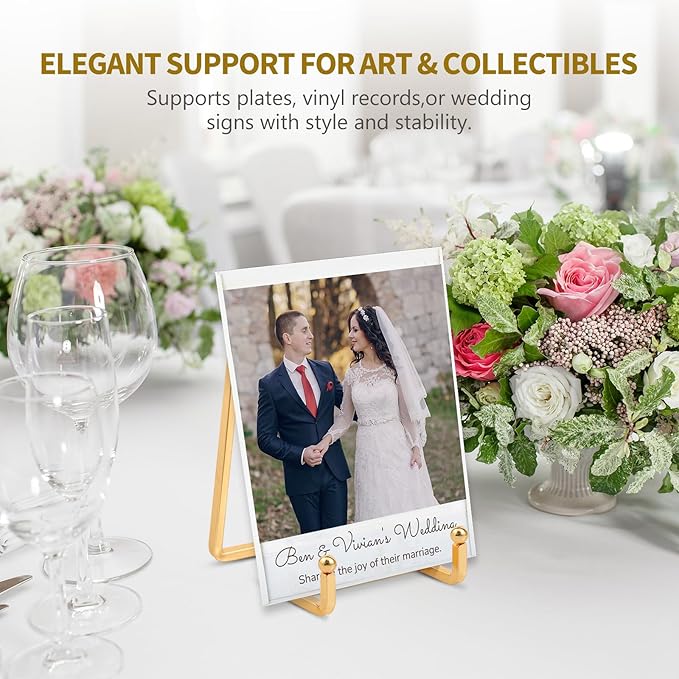 Plate Holder Easel Display Stand - 4.5 inch Metal Plate Stands for Display - Tabletop Picture Stand - Gold Iron Easels for Display Pictures | Photo Frames | Book | Decorative Plates | Plaque -2 Pack