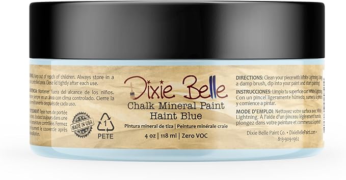 Dixie Belle Paint Company Chalk Finish Furniture Paint - Haint Blue (4oz) - Matte Pastel Blue Chic Chalk Mineral DIY Furniture Paint