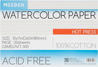 MEEDEN Watercolor Paper Block, 100% Cotton Watercolor Paper Pad of 20 Sheets, 140lb/300gsm, Acid-Free Art Paper for Watercolor, Gouache, Ink and More, 10" x 7" Hot Press