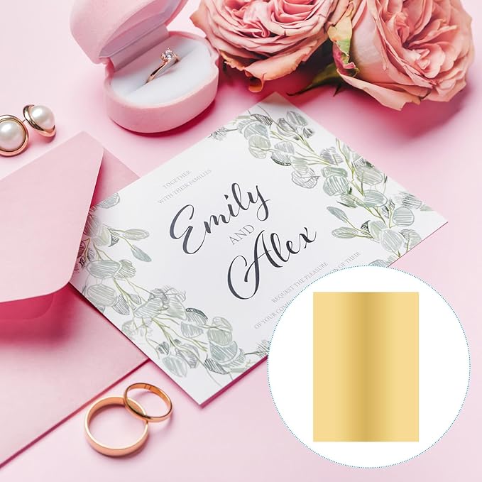 PATIKIL 11.7x8.3" Hot Stamping Foil Paper Sheet, 20 Sheets A4 Heat Transfer Hot Stamping Paper Foil for Leather DIY Logo Decor Craft Gift Package Scrapbook Card, Light Gold