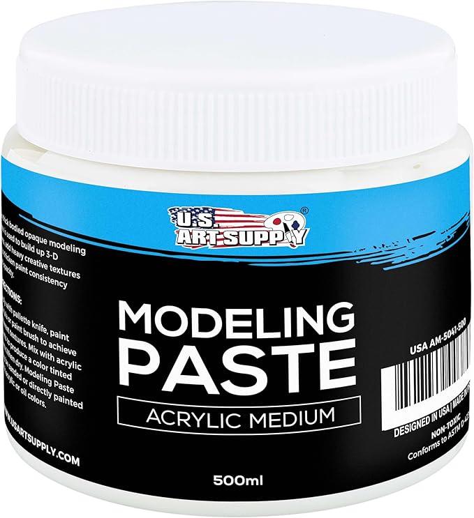 U.S. Art Supply Acrylic Modeling Paste - 16.9oz (500ml) Lightweight, Flexible, Mixable, Sandable, and Archival-Safe
