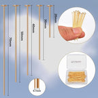 100pcs 18K Gold Filled Flat Head Pins Non Tarnish Craft Earring Bracelet Jewelry Making Accessories Supplies (50mm (1.96in), Gold-Flat Head Pin)