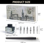 FEATTY Dip Pen for Drawing with ink - Antique Wooden Calligraphy Kits for beginners with 6 Replaceable Nibs