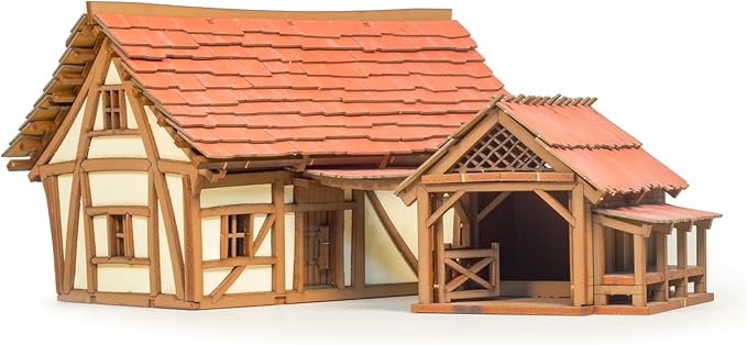 Cruck House and Cow shed - Medieval Wooden House Building Kit - DIY Building Puzzle Kit-Architecture & Engineering Assembly Set,Great Gift for People who Like Creative Play or RPG - Realistic