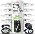 4 Dual Tip White Paint Pen - Extra Fine Tip & Medium - Permanent ink, White Acrylic Paint Pen for Wood, Fabric, Glass, Plastic, Ceramic, Rocks, Coloring Book Art - Acrylic Markers, Quick Dry