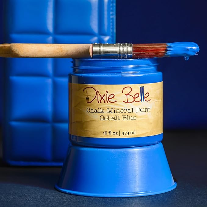 Dixie Belle Paint Company Chalk Finish Furniture Paint - Cobalt Blue (8oz) - Matte Vibrant Blue Chic Chalk Mineral DIY Furniture Paint