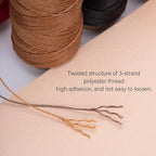 WUTA Leather Waxed Thread Round Polyester Sewing Threads with 12 Pcs Needles and Storage Bag Leather Craft Hand Stitching Line DIY Bracelet Thread Repair Work Cord (0.45mm