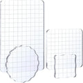Whaline Large Acrylic Stamp Block Clear Stamping Tools Set with Grid Lines for Art Crafts Scrapbooking, 4 Pack