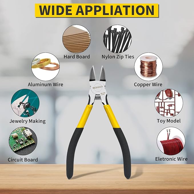 BOOSDEN 6.5" Wire Cutters, 2 Pack, Precision Side Cutter, Spring Loaded Cutting Pliers, Dikes for Artificial Flowers & Crafting