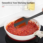 600ºF Heat Resistant Spatulas, High Heat Food Safe Semless Kitchen Silicone Scraper Set for Cooking Baking Mixing Scraping Stirring Nonstick Cookware Pan Bowl (4Pcs,Black)