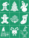 JAJADO Self Adhesive Reusable Christmas Stencils Merry Christmas Ornaments Silk Screen Stencils Winter Xmas Transfers for Coffee Bar, Office, School, Indoor Outdoor Christmas Home Decor Craft Project