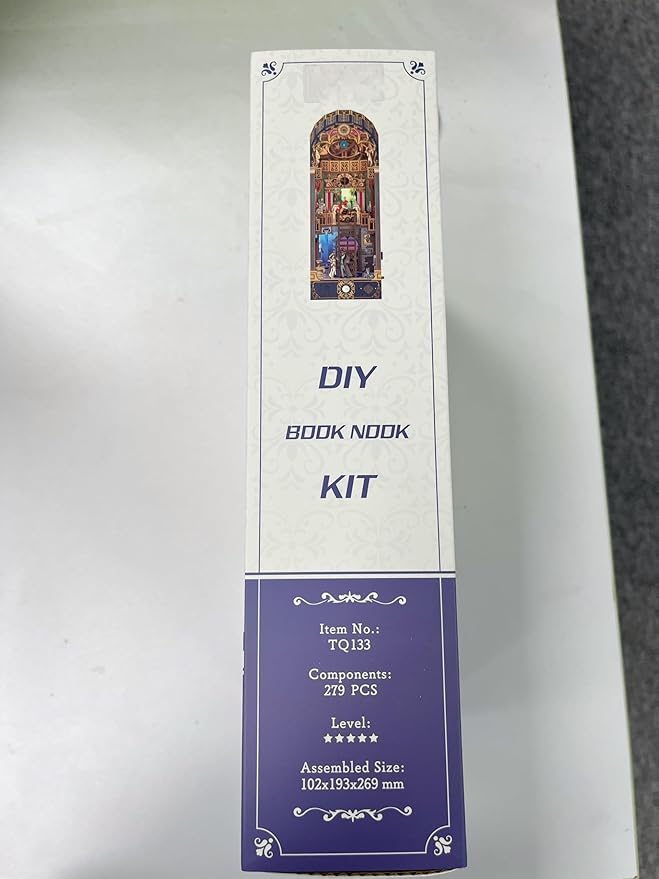 Tonecheer DIY Book Nook Kit for Adults, 3D Wooden Puzzle Bookend Miniature House Kit, Booknook Bookshelf Insert Decor with Dust Cover and LED Lights Gifts (Spacetime Museum)