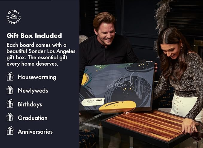Sonder Los Angeles, XXL Thick Edge Grain Teak Wood Cutting Board for Kitchen with Juice Groove, 23x17x1.5 Charcuterie Wooden Board in Large (Gift Box Included)