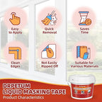 Masking Liquid Tape, Transparent Peelable Coating for Protect Windows Glass, Used for Priming Windows, Floors and Non-Porous Surfaces Painting, 1 Quart (with Paint Brush)