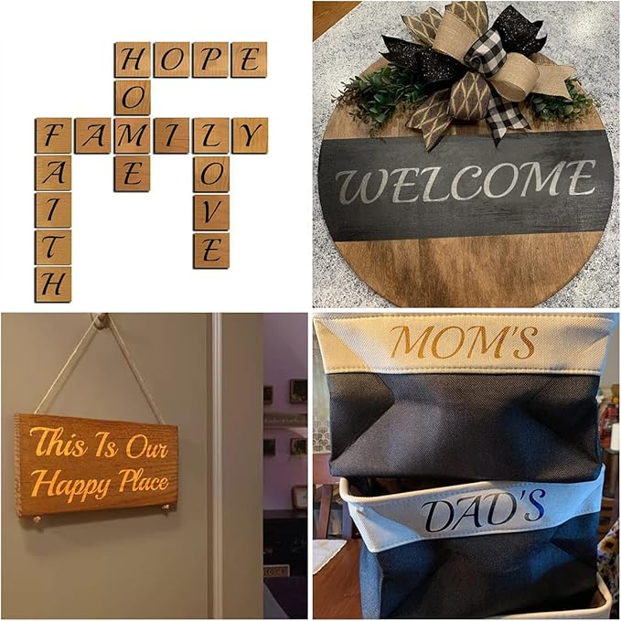4 Inch Alphabet Letter Stencils for Painting - 70 Pack Letter and Number Stencil Templates with Signs for Painting on Wood, Reusable Cursive Letters Stencils for Chalkboard Wood Signs & Wall Art