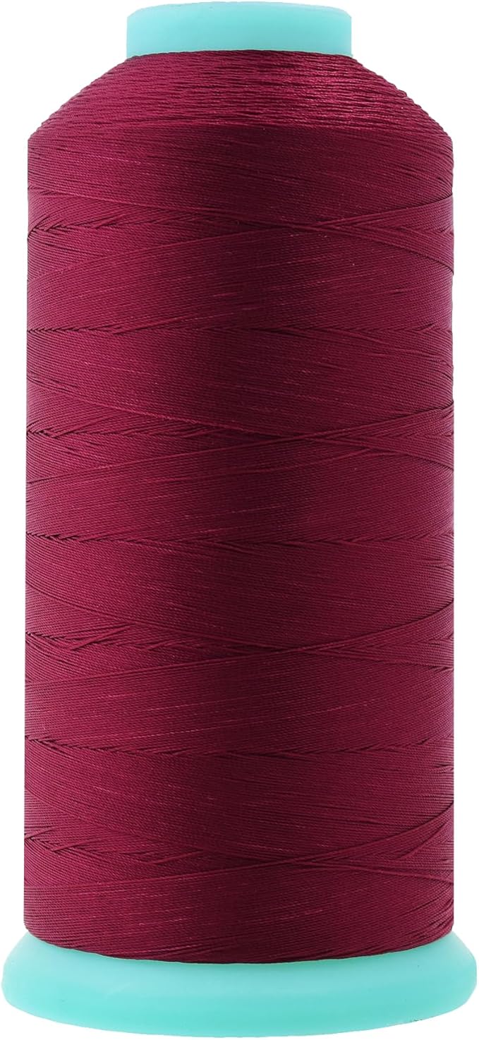 Mandala Crafts Bonded Nylon Thread Wine Heavy Duty Sewing Threads - 2843 YDs Size 46 210D T45 Tex 45 Thread for Leather Jeans Weaving Outdoor Marine Upholstery Threads