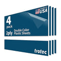 Trotec TroLase | 12"x20"x1/8", 4 Pcs | Blue/White | 2 Ply | Modified Acrylic | Laser Engraving Double Color Plastic Sheet | Engraving Blanks for Laser, Saw, Guillotine | Made in USA