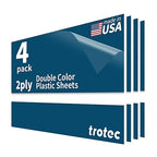 Trotec TroLase | 12"x20"x1/8", 4 Pcs | Blue/White | 2 Ply | Modified Acrylic | Laser Engraving Double Color Plastic Sheet | Engraving Blanks for Laser, Saw, Guillotine | Made in USA