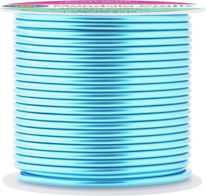 Mandala Crafts 13 Gauge Anodized Aluminum Craft Wire for Jewelry Making - 60 FT Colored Flexible Turquoise Wire - Bendable for Bonsai Armature Crafting Sculpting
